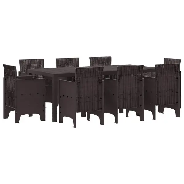 risnedsättning vidaXL Trädgårdsmöbelset 9 pcs Brun Polypropylen