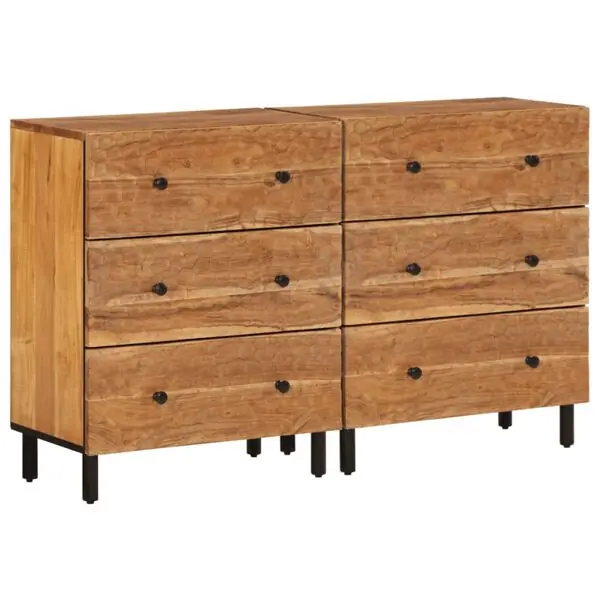 vidaXL Sidoskåp 2 st 60x33x75 cm massivt akaciaträ Säker betalning