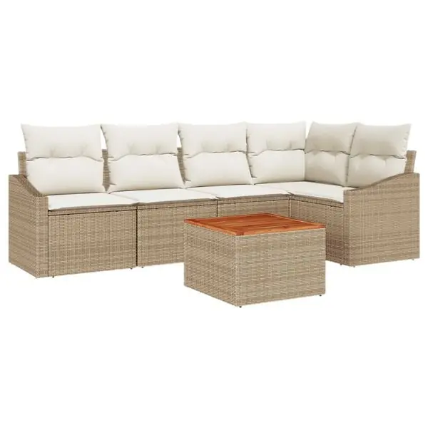 Snabb frakt vidaXL Trädgårdsoffset 6 pcs Beige och gräddfärgad konstrotting