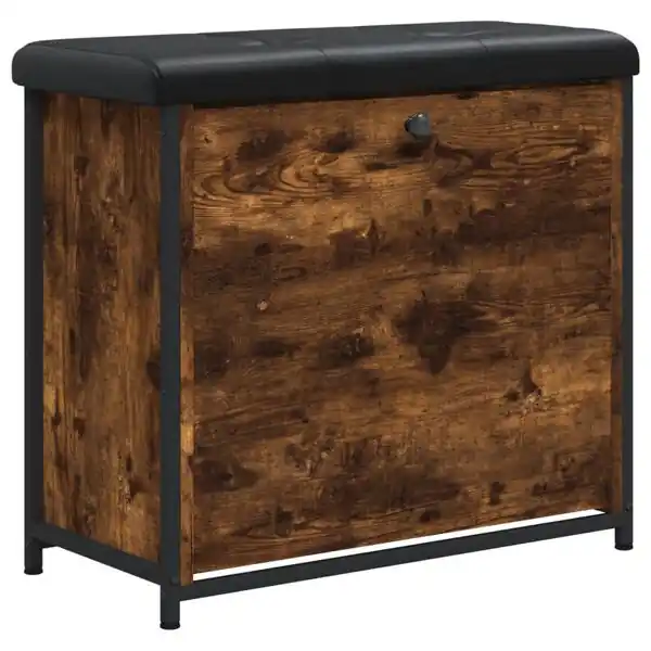 Kundfavorit vidaXL Skobänk med flip-låda rökfärgad ek 62x32x56 cm