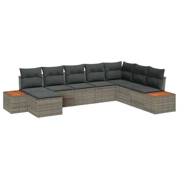 Beställ nu vidaXL Trädgårdsoffset med kudde med lagring 9 pcs Grå Polyrattan