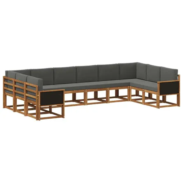 Sista chansen vidaXL Utomhussoffset 10 pcs Naturlig och Antracit Massivt Akaciaträ