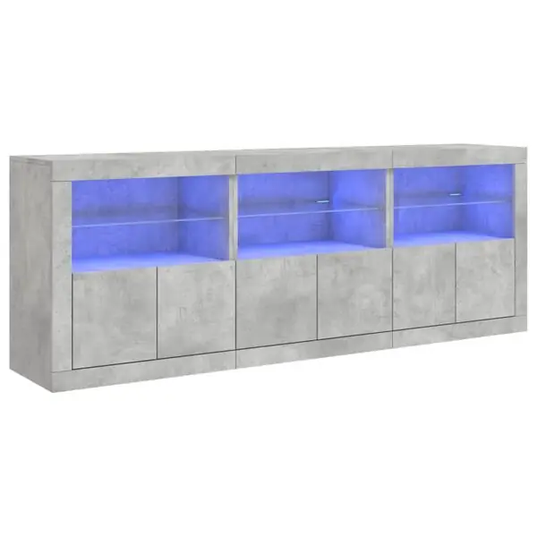 vidaXL Skänk med LED-belysning betonggrå 181,5x37x67 cm Trygg betalning