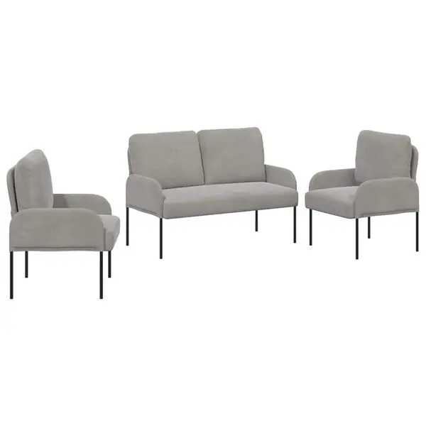 vidaXL Soffgrupper med kudde 3 pcs Ljusgrå 115 x 56 x 80 cm Plywood Rabatt