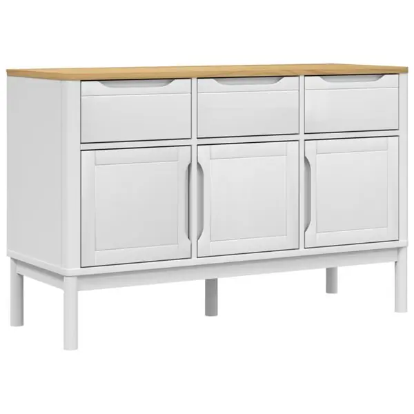 Köp nu vidaXL Sidobord FLORO vit 114x43x74 cm massiv furu