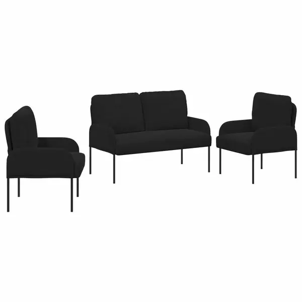 Beställ idag vidaXL Soffgrupper med kudde 3 pcs Svart 115 x 56 x 80 cm Plywood