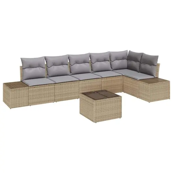 Beställ nu vidaXL Trädgårdsoffset med lagring Beige och Ljusgrå konstrotting