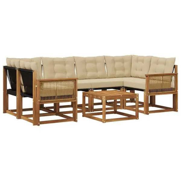 Bästa pris vidaXL Utomhussoffset med kudde 7 pcs Naturlig och Beige