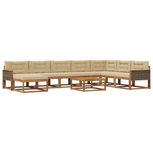 Köp online vidaXL Utomhussoffset med kudde 9 pcs Naturlig och Beige