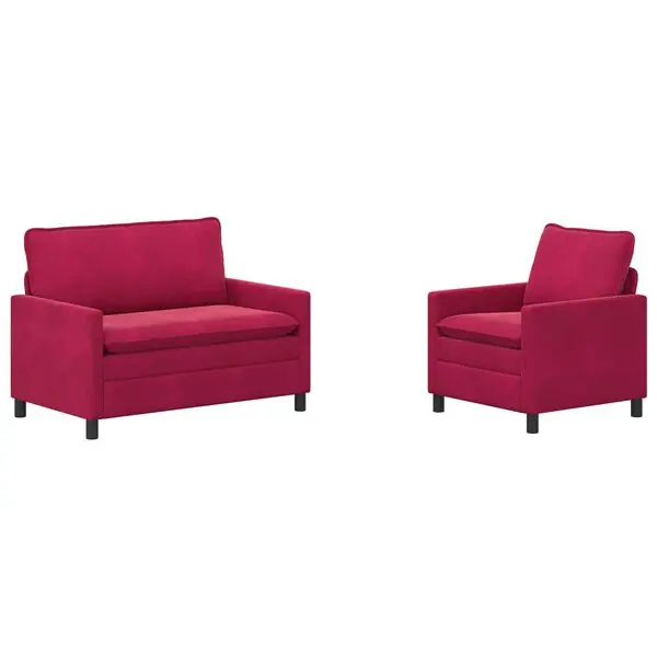 Extra rabatt vidaXL Soffset 2 pcs Vinröd Sammet