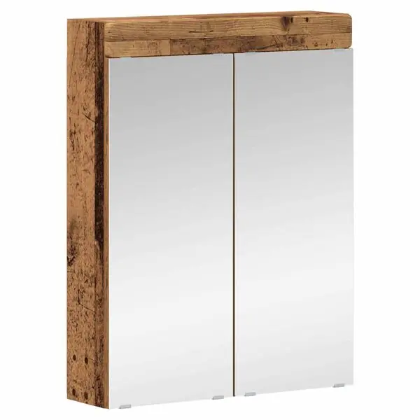 Expressleverans vidaXL Badrumsspegelskåp med hylla TULUM Gammalt trä 60 x 16,5 x 78 cm