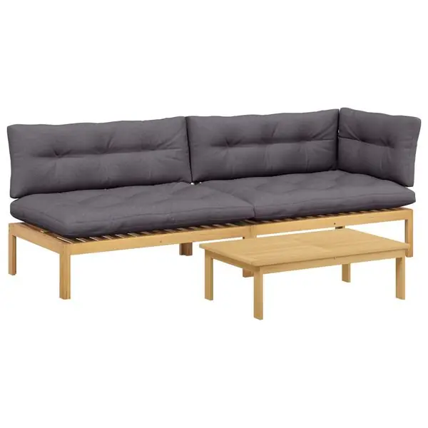 vidaXL 3 Stycke Trädgårdspallsofaenheter Massivt Akaciaträ Ljusbrun Beställ nu