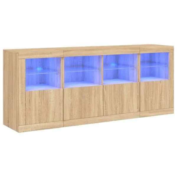 Erbjudande vidaXL Skänk med LED-belysning sonoma-ek 163x37x67 cm