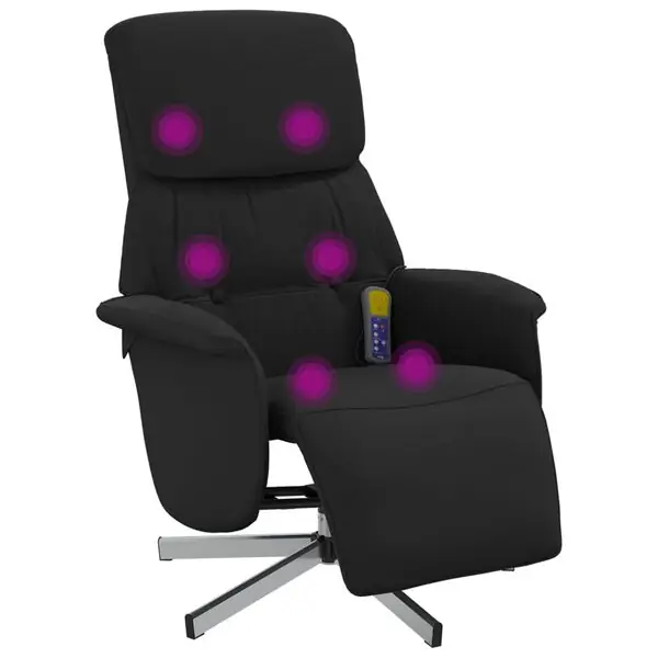 vidaXL Massagefåtölj med fotstöd svart tyg Nyhet