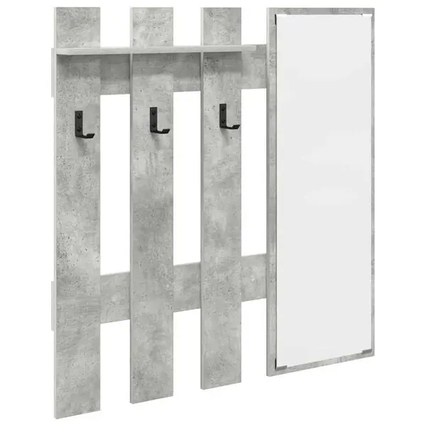 vidaXL Väggmonterad Klädhängare med spegel Betonggrå 100 x 10 x 100 cm Premium
