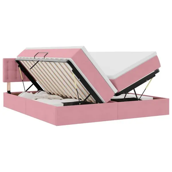 Extra rabatt vidaXL Förvaringssäng med madrass med huvudgavel Rosa 90 x 200 cm