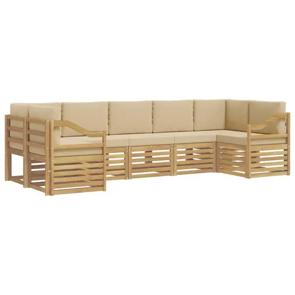 Erbjudande vidaXL Sektionsoffgrupp 7 pcs Vit och Beige 304 x 126,5 x 73 cm