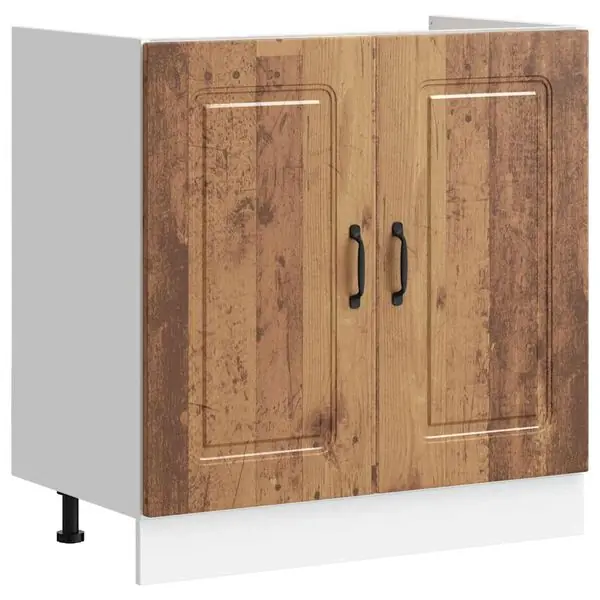 vidaXL Diskbänk underskåp åldrat trä 80x46x81,5 cm konstruerat trä Lägg i varukorgen
