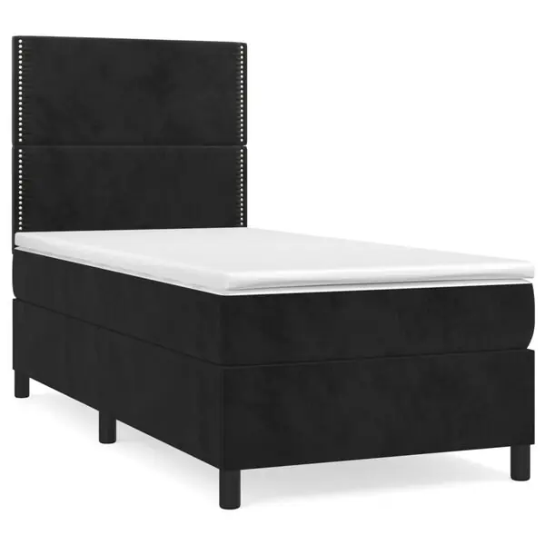 vidaXL Ramsäng med madrass svart 80x200 cm sammet Fynd