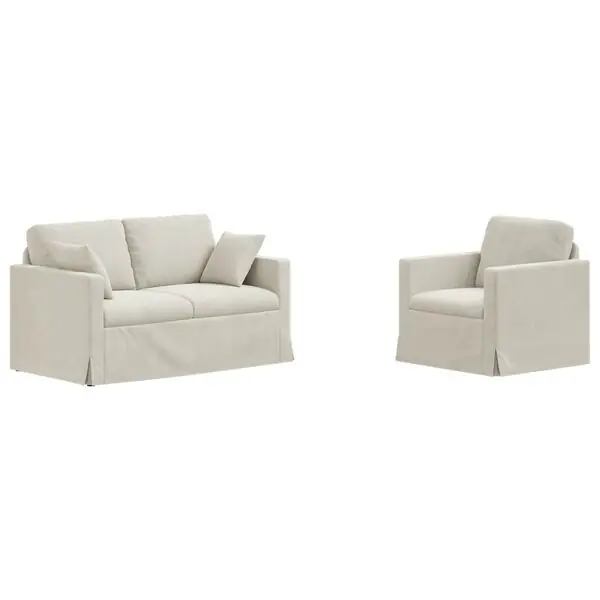 Beställ idag vidaXL Soffset 2 pcs Kräm 138 x 78 x 80 cm Sammet