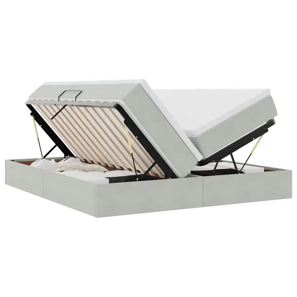 Kampanjpris vidaXL Förvaringssäng med madrass Ljusgrå 180 x 200 cm Sammet