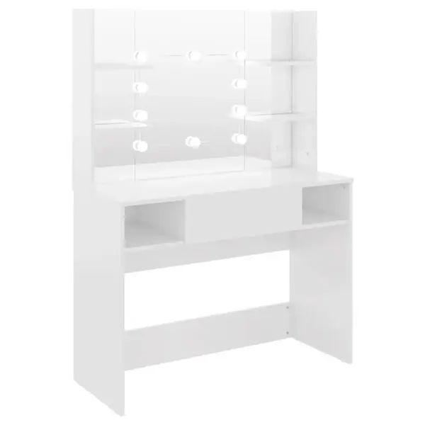 Rabatter vidaXL Sminkbord med LED-belysning 100x40x135 cm MDF vit