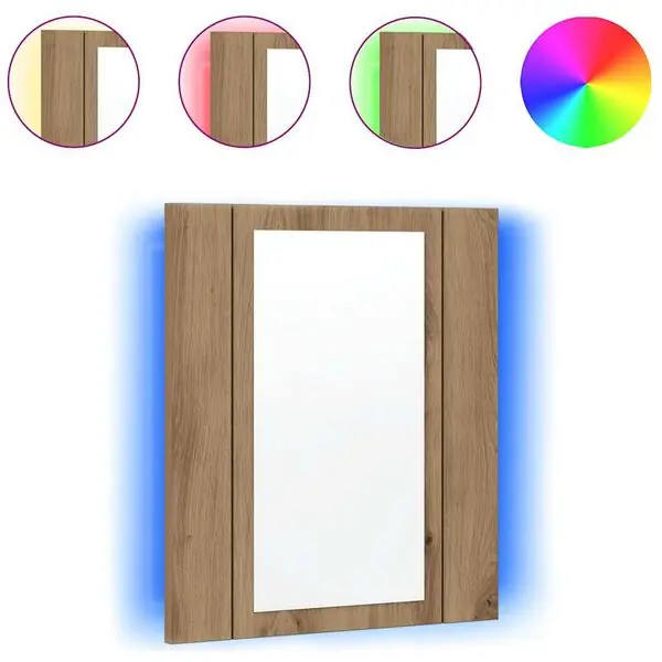 Begränsat antal vidaXL Spegelskåp för badrum LED ek 40x12x45 cm konstruerat trä