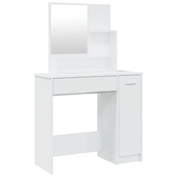 vidaXL Sminkbord med spegel vit högglans 86,5x35x136 cm Begränsat antal
