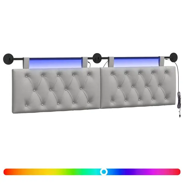 vidaXL Hängande sänggavel Med LED-lampa Moln Grå Tyg Begränsat erbjudande