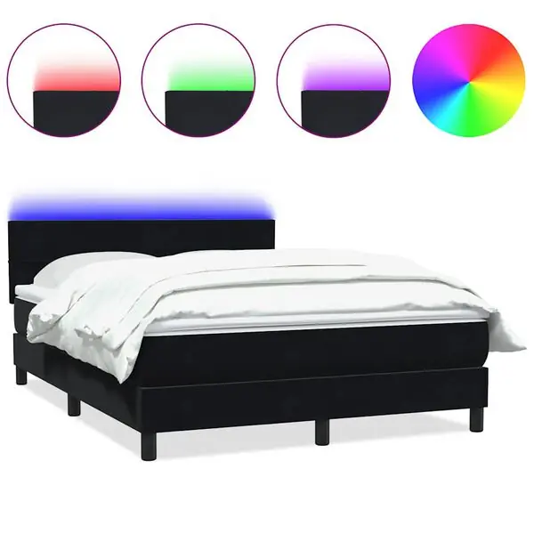 vidaXL Resårsäng med madrass och LED svart 160x210 cm sammet Köp nu