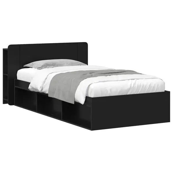 vidaXL Sängram med förvaring Svart 75 x 190 cm Konstruerat trä Trygg betalning
