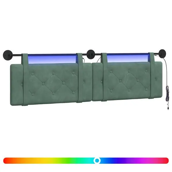 Endast idag vidaXL Hängande sänggavel Med LED-lampa Havgrön Sammet