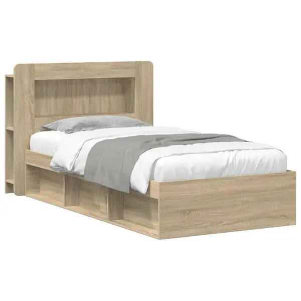 vidaXL Sängram med förvaring Sonoma-ek 75 x 190 cm Konstruerat trä Billigare