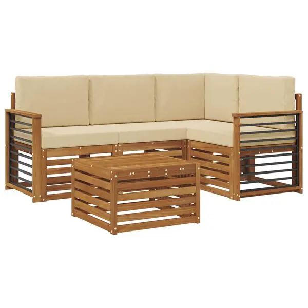 Erbjudandepris vidaXL Utomhussoffset med kudde 5 pcs Naturlig och Beige