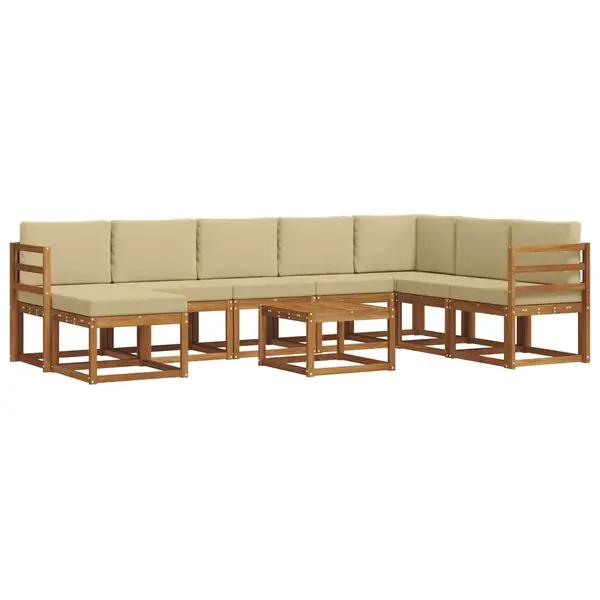 vidaXL Utomhussoffset med kudde 9 pcs Naturlig och Beige Säker betalning