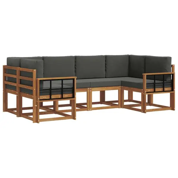 vidaXL Utomhussoffset med kudde 6 pcs Naturlig och Antracit Lägg i varukorgen