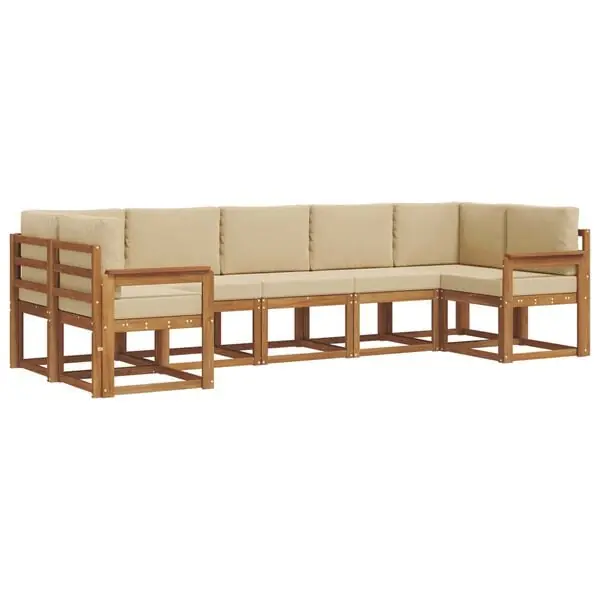 vidaXL Utomhussoffset med kudde 7 pcs Naturlig och Beige Fynd