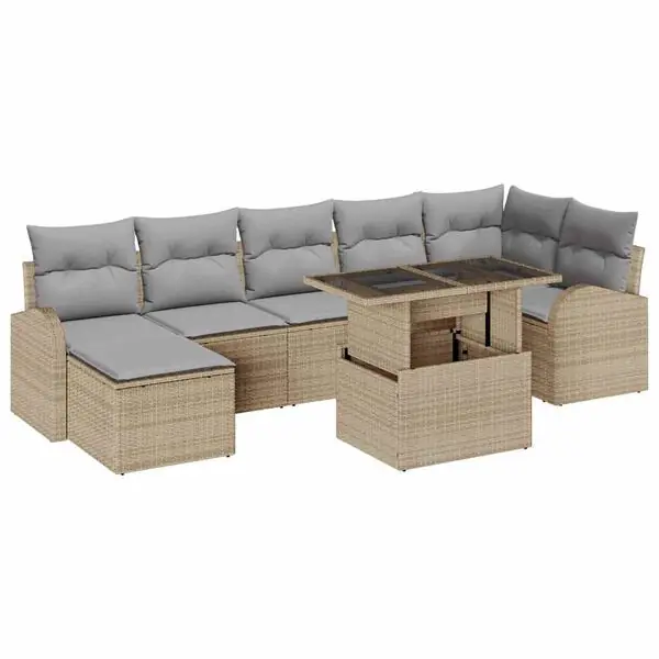 vidaXL Trädgårdsoffset med kudde 8 pcs beige och ljusgrå Beställ nu