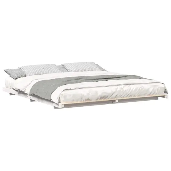 vidaXL Sängram Vit 200 x 200 cm Massiv furu Populärt val