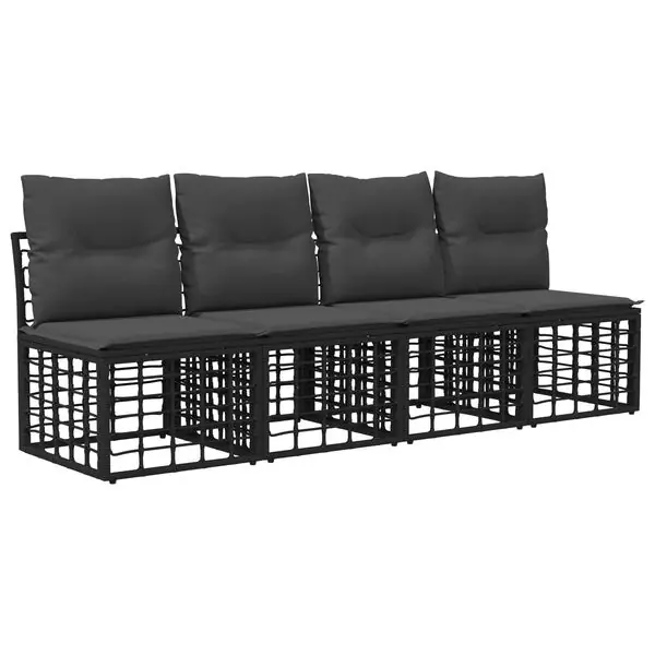 vidaXL 4-sits trädgårdsoffa utan armar 4 pcs 4-Antal sittplatser Svart Nyhet