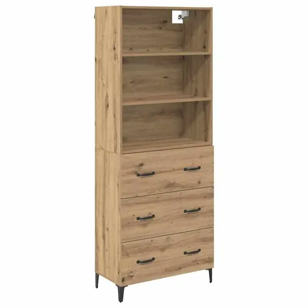 Säker betalning vidaXL Skåp med låda Artisan Ek 69,5 x 34 x 180 cm Konstruerat trä