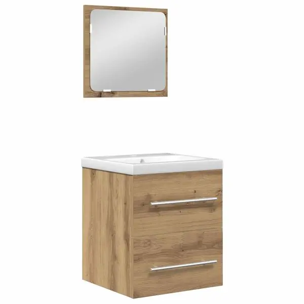Sista chansen vidaXL Badrumsmöbelset med låda 2 pcs Artisan Ek Konstruerat trä