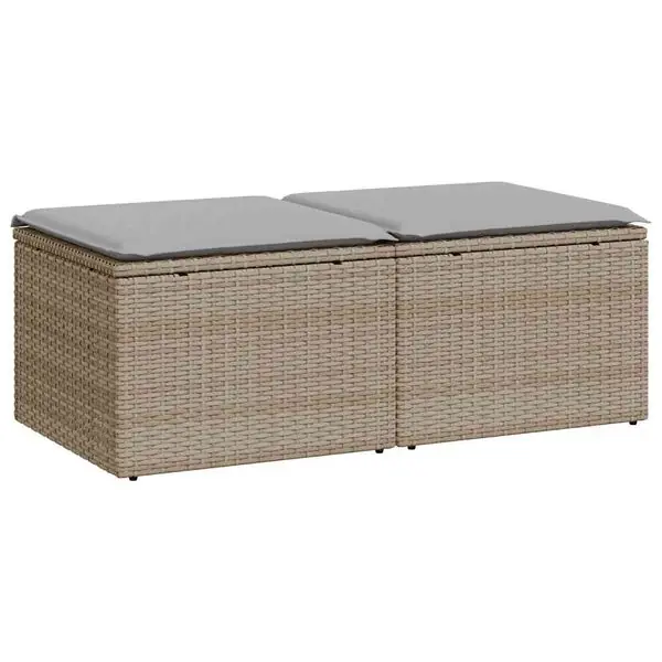 Säker betalning vidaXL Trädgårdssoffset med dynor 2 delar beige konstrotting akaciaträ
