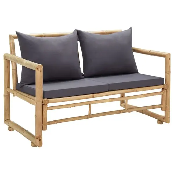 vidaXL Trädgårdsbänk med dynor 115 cm bambu Sänkt pris