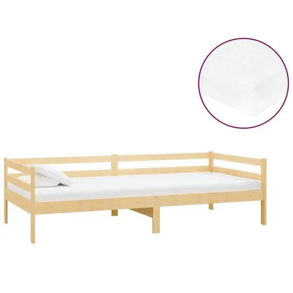 vidaXL Dagbädd med madrass 90x200 cm massiv furu Populärt val