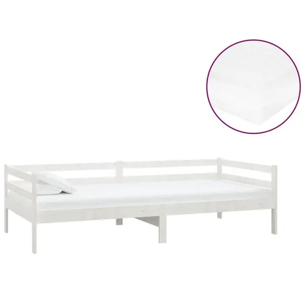 Expressleverans vidaXL Dagbädd med madrass 90x200 cm vit massiv furu