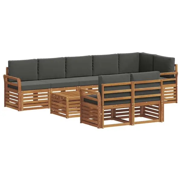 Lägg i varukorgen vidaXL Soffgrupper 9 pcs Naturlig och Antracit Massivt Akaciaträ