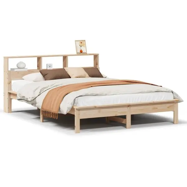 Rabatt vidaXL Säng med bokhylla utan madrass 120x200 cm massiv furu