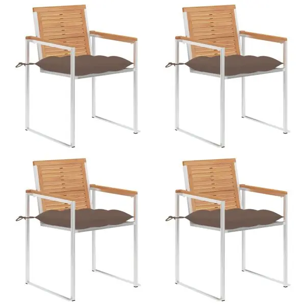 vidaXL Trädgårdsstolar med dynor 4 st massiv teak Lågt pris