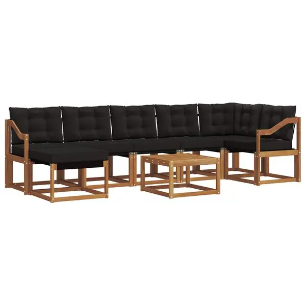 Nyhet vidaXL Utomhussoffset med kudde 8 pcs Naturlig och svart